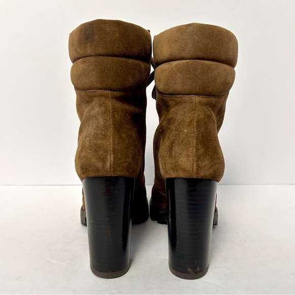 Stuart Weitzman Cyler Boot Suede Shoe Poetcore Dark Academia Combat Brown Size 7 - Picture 5 of 14